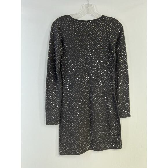 Minnie Rose Sequined Dark Purple Stretch Knit Dress XS Wimsigoth Retro Glam - Picture 3 of 8